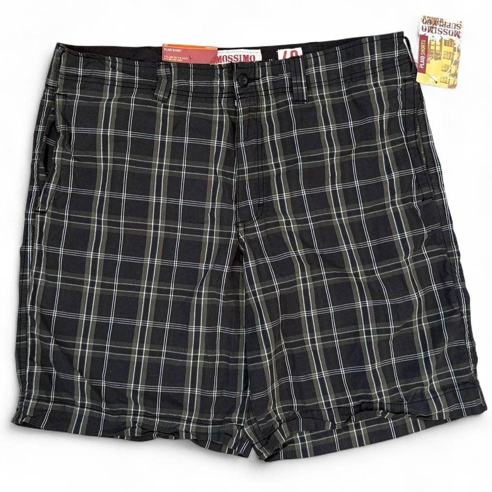 Vintage Mossimo Black Plaid Shorts Men's Size 40x11.5 Skater Surf Beach Y2K